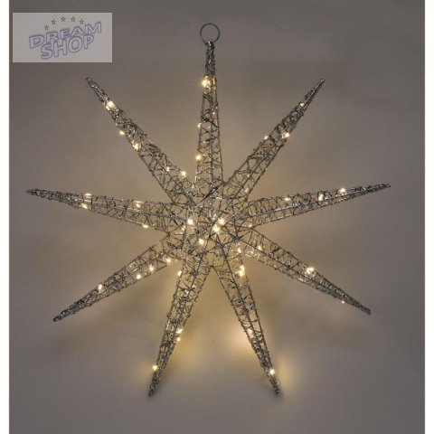 PŁATEK ŚNIEGU DEKORACYJNY WISZĄCY 50LED SREBRNY
