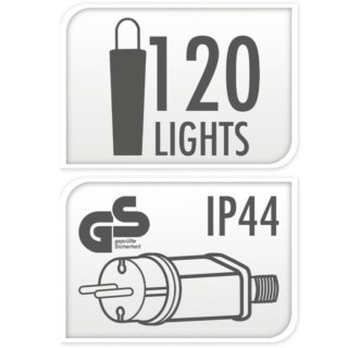 ŚWIATŁA 120 LED Z DEKORACYJNĄ KULKĄ CIEPŁY BIAŁY