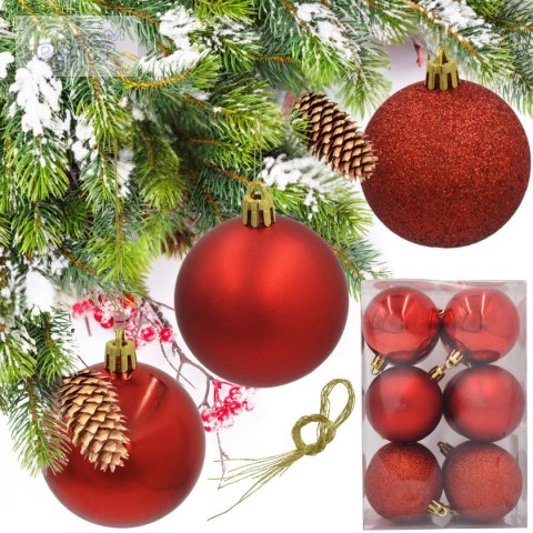 BOMBKA DEKORACYJNA PLASTIKOWA 12SZT 60MM CZERWONY