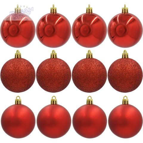 BOMBKA DEKORACYJNA PLASTIKOWA 12SZT 60MM CZERWONY
