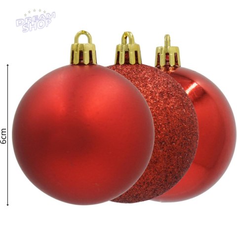 BOMBKA DEKORACYJNA PLASTIKOWA 12SZT 60MM CZERWONY