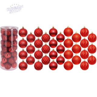 BOMBKA DEKORACYJNA PLASTIKOWA 6CM SET 35 SZT CZERWONA