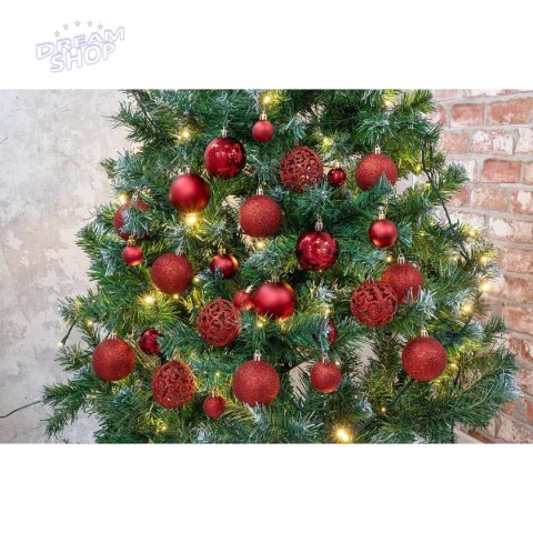 BOMBKA DEKORACYJNA PLASTIKOWA 6CM SET 35 SZT CZERWONA