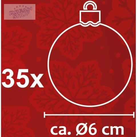 BOMBKA DEKORACYJNA PLASTIKOWA 6CM SET 35 SZT CZERWONA