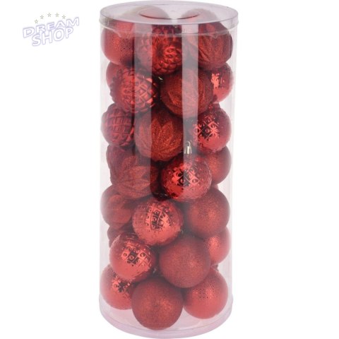 BOMBKA DEKORACYJNA PLASTIKOWA 6CM SET 35 SZT CZERWONA