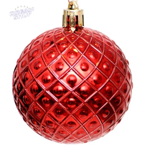 BOMBKA DEKORACYJNA PLASTIKOWA 6CM SET 35 SZT CZERWONA