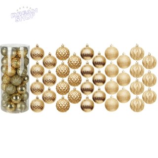 BOMBKA DEKORACYJNA PLASTIKOWA 6CM SET 35 SZT ZŁOTA