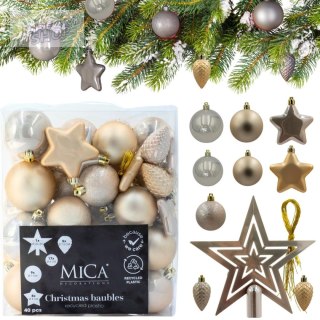 BOMBKA DEKORACYJNA PLASTIKOWA BEZPIECZNA 40SZT CREAM MICA