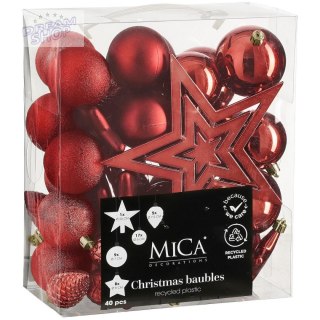 BOMBKA DEKORACYJNA PLASTIKOWA BEZPIECZNA 40SZT CZERWONY MICA