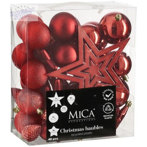 BOMBKA DEKORACYJNA PLASTIKOWA BEZPIECZNA 40SZT CZERWONY MICA