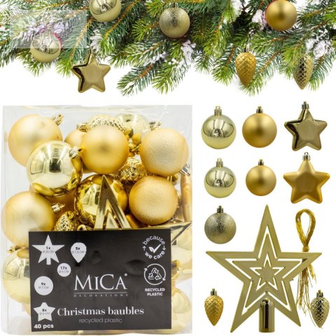 BOMBKA DEKORACYJNA PLASTIKOWA BEZPIECZNA 40SZT ZŁOTA MICA