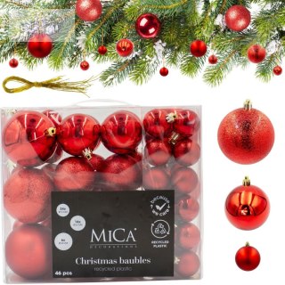BOMBKA DEKORACYJNA PLASTIKOWA BEZPIECZNA 46SZT CZERWONA MICA