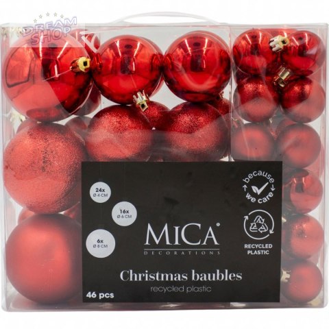 BOMBKA DEKORACYJNA PLASTIKOWA BEZPIECZNA 46SZT CZERWONA MICA