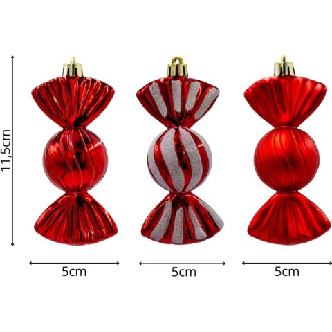 BOMBKA FORMÓWKA PLASTIKOWA BEZPIECZNA CUKIERKI 6SZT MICA CZERWONE