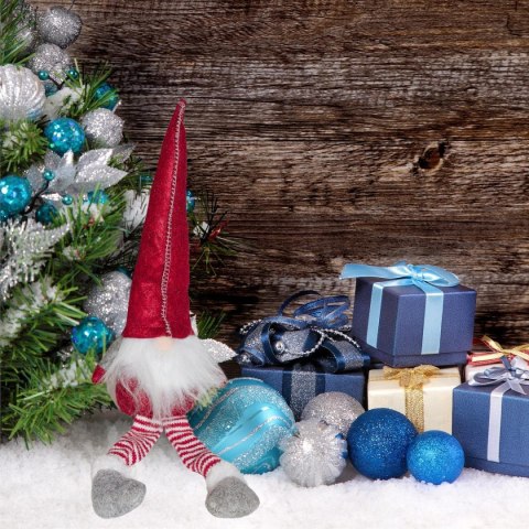 SKRZAT KRASNAL GNOM DEKORACYJNY 30+15CM CZERWONY