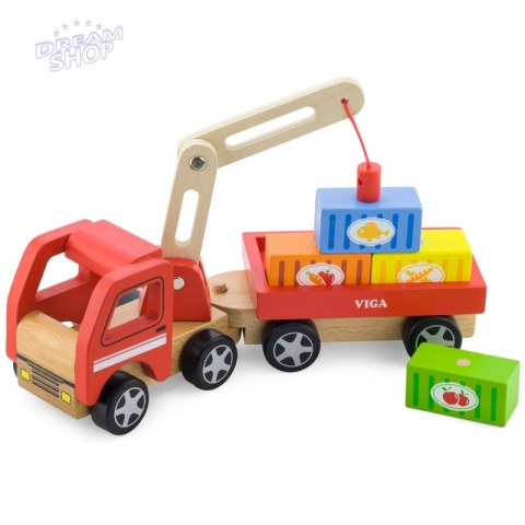 Drewniany Dźwig z kontenerami Viga Toys Drewniany Dźwig z kontenerami Viga Toys