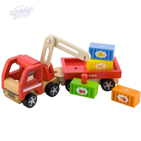 Drewniany Dźwig z kontenerami Viga Toys Drewniany Dźwig z kontenerami Viga Toys