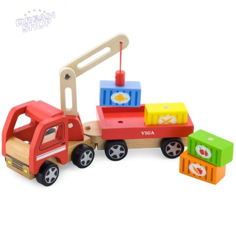 Drewniany Dźwig z kontenerami Viga Toys Drewniany Dźwig z kontenerami Viga Toys
