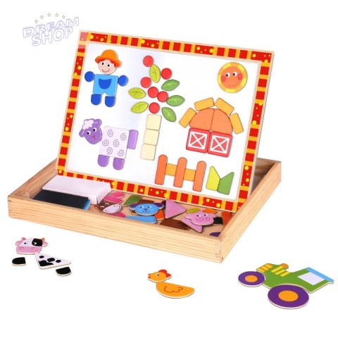 TOOKY TOY Drewniana Tablica Dwustronna Puzzle Układanka Magnetyczna Farma TOOKY TOY Drewniana Tablica Dwustronna Puzzle Układanka Magnetyczna Farma