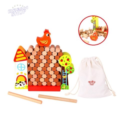TOOKY TOY Gra Jenga Spadająca Kura Drewniana Farma TOOKY TOY Gra Jenga Spadająca Kura Drewniana Farma