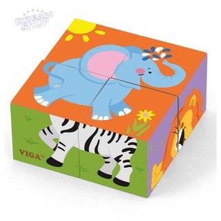 Viga Drewniana układanka Zoo Puzzle 4 klocki
