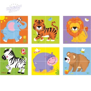 Viga Drewniana układanka Zoo Puzzle 4 klocki
