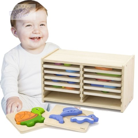 Viga Toys Puzzle drewniane 12 plansz Viga Toys Puzzle drewniane 12 plansz