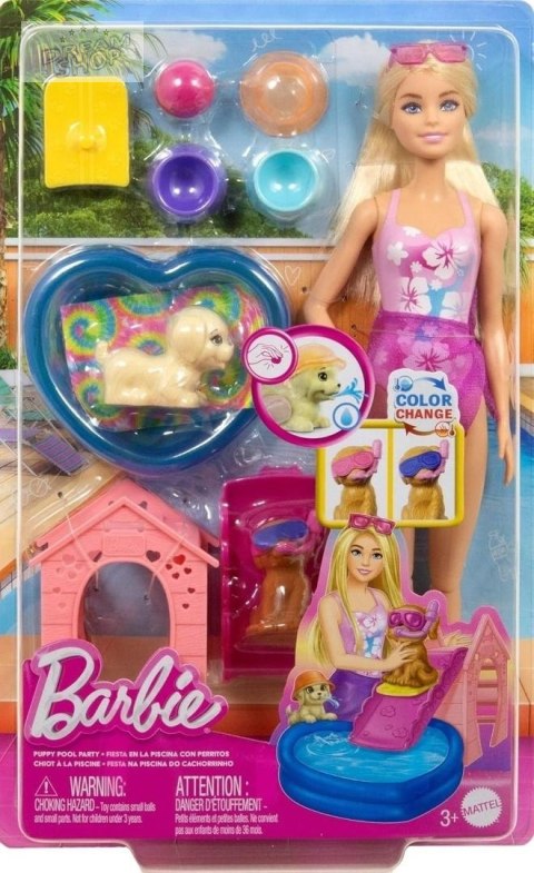 Barbie Puppy Pool Party z akcesoriami zmiana kolor