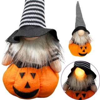 FIGURKA DEKORACYJNA NA DYNI 25CM LED HALLOWEEN POMARAŃCZOWA