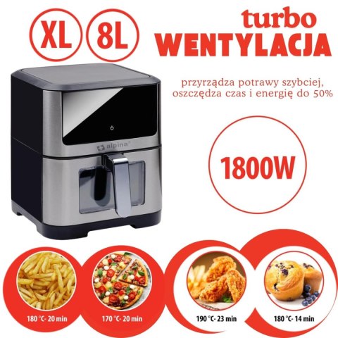 FRYTOWNICA BEZTŁUSZCZOWA 1800W 8L ALPINA