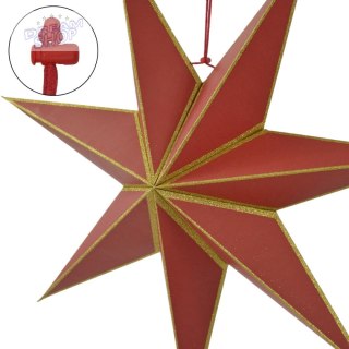 GWIAZDA DEKORACYJNA WISZĄCA PAPIEROWA FSC 14x45CM CZERWONA 7 RAMION MICA