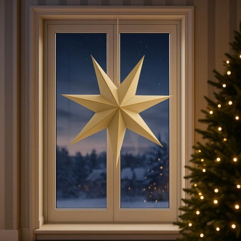 GWIAZDA DEKORACYJNA WISZĄCA PAPIEROWA FSC 18x75CM BEŻOWA 7 RAMION MICA