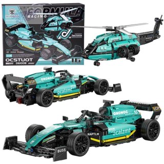 Klocki techniczne 2w1 Bolid Formuła 1 helikopter 736ele naklejki ZA5730