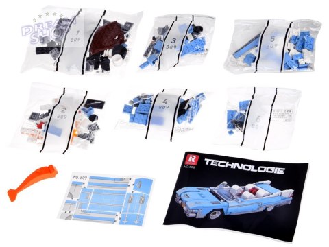 Klocki techniczne BŁĘKITNY KABRIOLET klasyka amerykańska 308-ele ZA5791