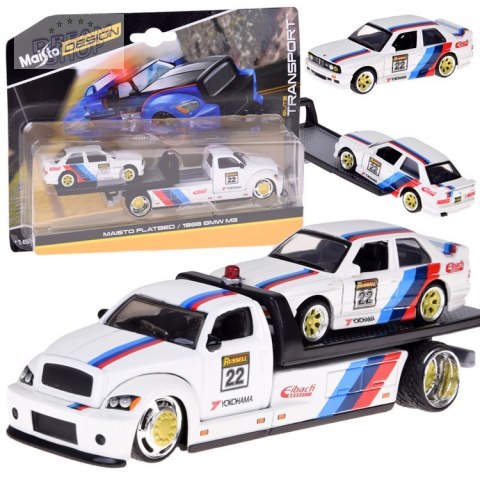 Maisto Licencjonowane Auta Metalowe 1:64 Flatbed i BMW M3 1988 ZA5958