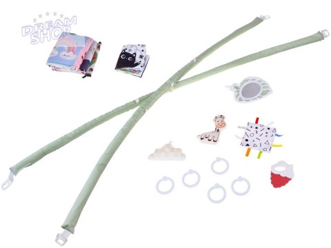 Mata Edukacyjna z Pałąkiem + Zabawki Gryzak Książeczka Kontrastowa ZA5828