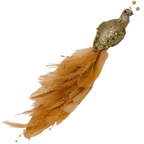 PTASZEK DEKORACYJNY NA KLIPSIE 38CM ZŁOTY