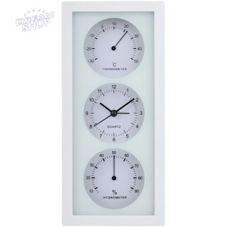 ZEGAR BUDZIK TERMOMETR HIGROMETR 26X5x12CM ARTICASA BIAŁY