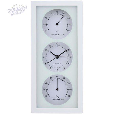 ZEGAR BUDZIK TERMOMETR HIGROMETR 26X5x12CM ARTICASA BIAŁY