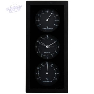 ZEGAR BUDZIK TERMOMETR HIGROMETR 26X5x12CM ARTICASA CZARNY