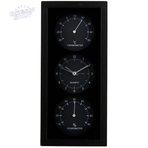 ZEGAR BUDZIK TERMOMETR HIGROMETR 26X5x12CM ARTICASA CZARNY