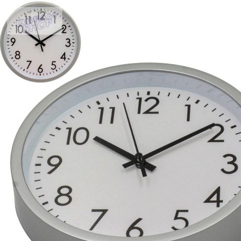 ZEGAR ŚCIENNY PP 20CM SREBRNY