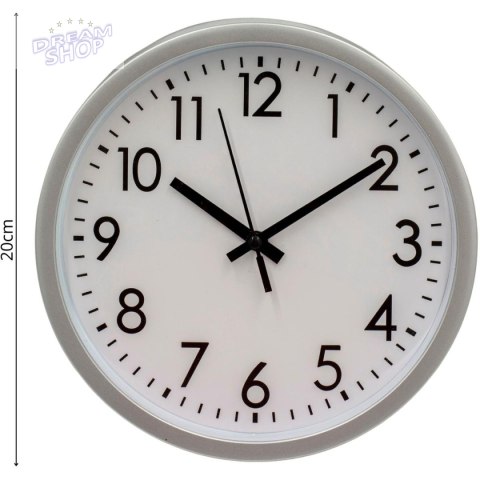 ZEGAR ŚCIENNY PP 20CM SREBRNY