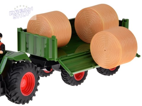 Sterowany Traktor na pilota z przyczepą + bale siana traktorzysta RC0717