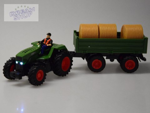 Sterowany Traktor na pilota z przyczepą + bale siana traktorzysta RC0717
