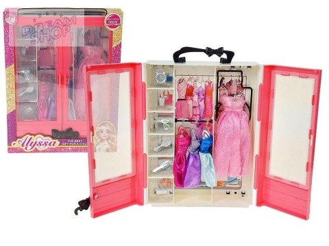 Szafa z 4 sukienkami dla lalek 29cm + akcesoria