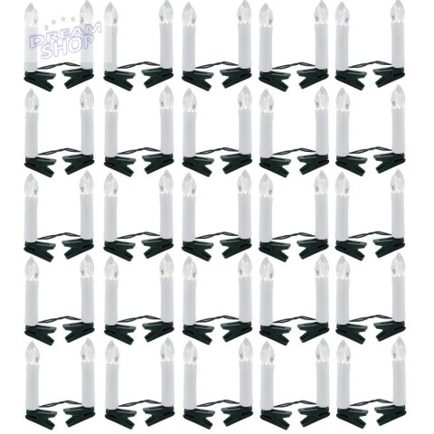 LAMPKI CHOINKOWE ŁAŃCUCH ŚWIETLNY ŚWIECZKI 50 LED CIEPŁY BIAŁY