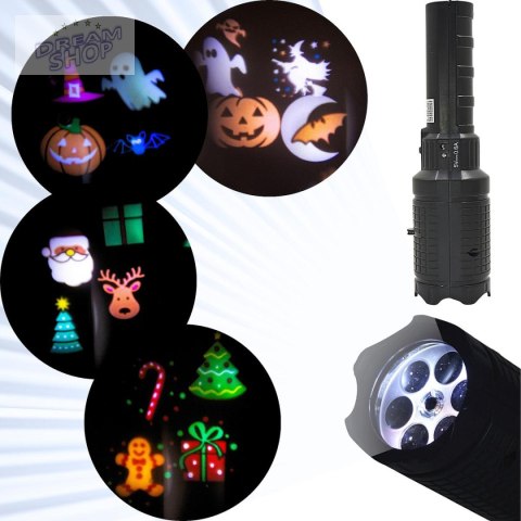 PROJEKTOR RZUTNIK LED WYMIENNE KLISZE ŚWIĘTA HALLOWEEN