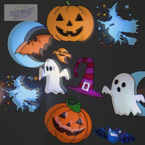 PROJEKTOR RZUTNIK LED WYMIENNE KLISZE ŚWIĘTA HALLOWEEN