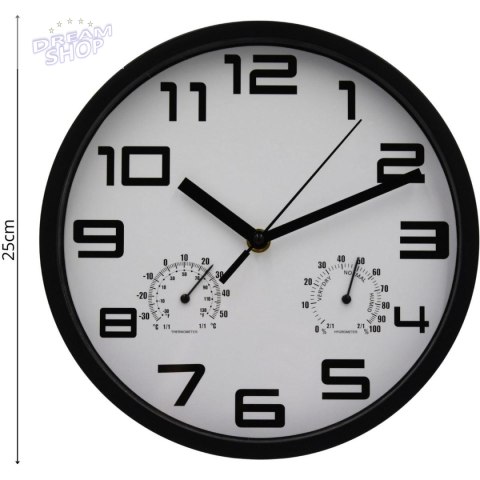ZEGAR ŚCIENNY 25CM Z TERMOMETREM BIAŁY